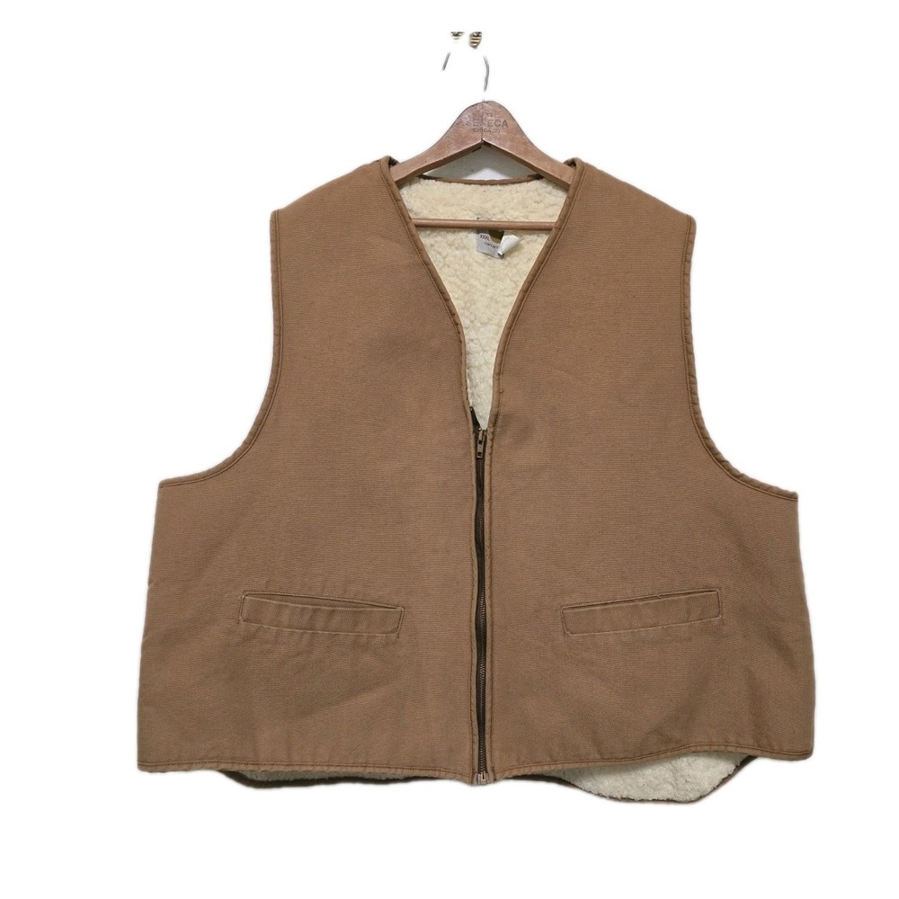 Vintage Carhartt USA Mens Washed Duck Sherpa Fleece Lined Vest Size XXXL 70s 6SV